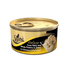 Sheba Premium Wet Cat Food Can - Tuna Fillet & Whole Prawns in Gravy Flavor - 85 g X 4