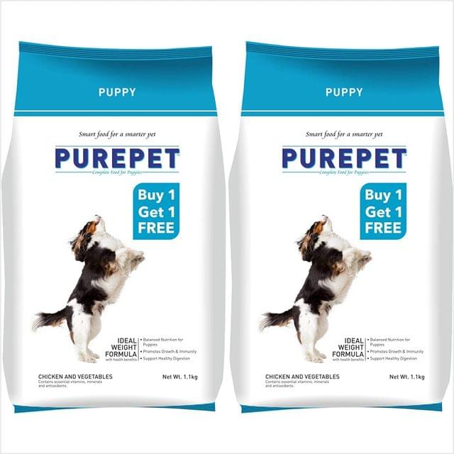 Purepet Chicken and Vegetables Puppy Dog Food 3kg Buy1 get 1 free